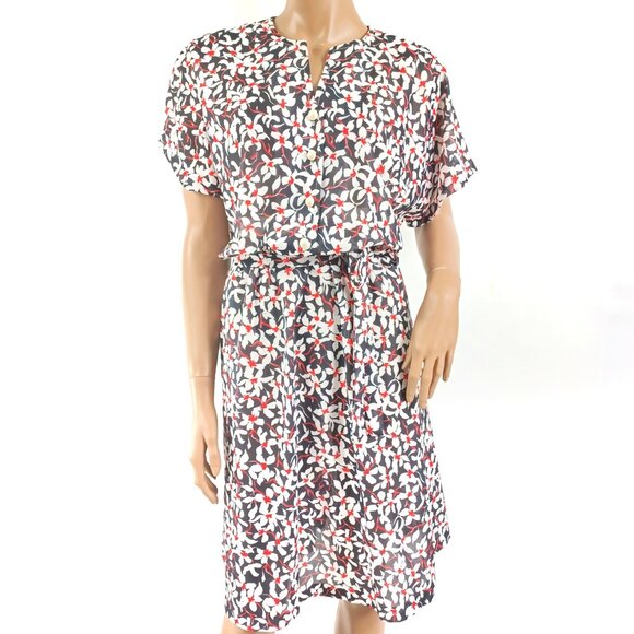 HABAND FOR HER Vintage SS Floral Print Belted Blouson Dress 18P - Picture 2 of 5